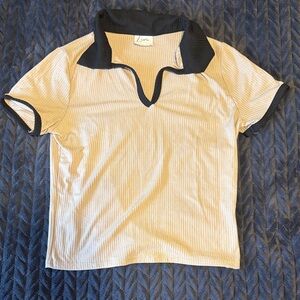 Olivia Rae Beige and Black Ribbed Top
